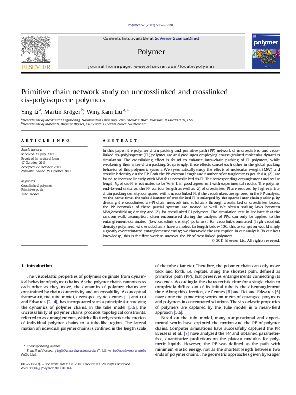 (PDF) Primitive chain network study on uncrosslinked and crosslinked ...