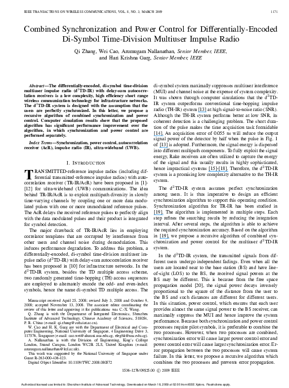 (PDF) Combined synchronization and power control for differentially ...