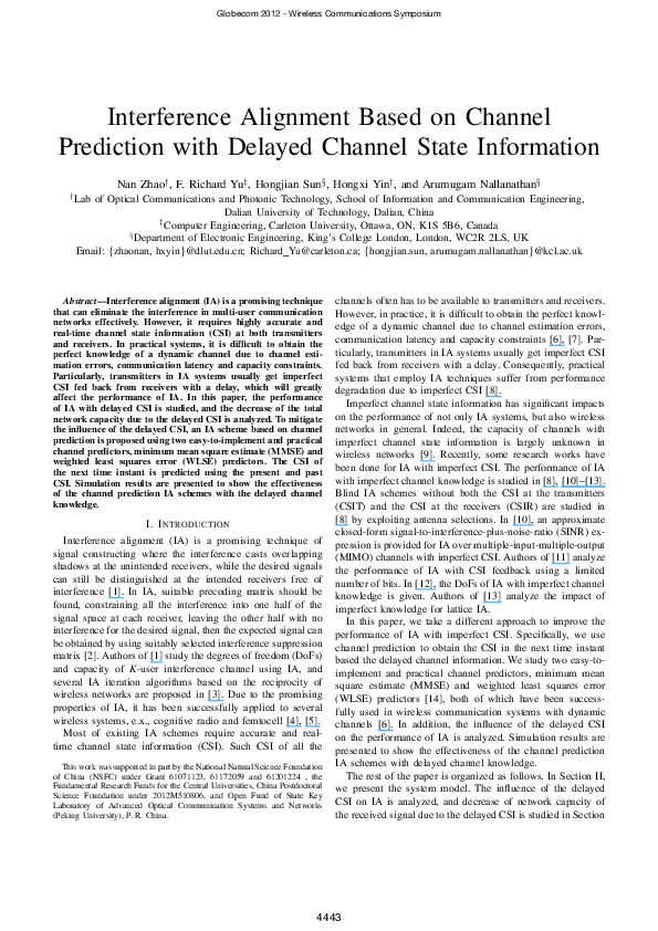 (PDF) Interference alignment based on channel prediction with delayed ...