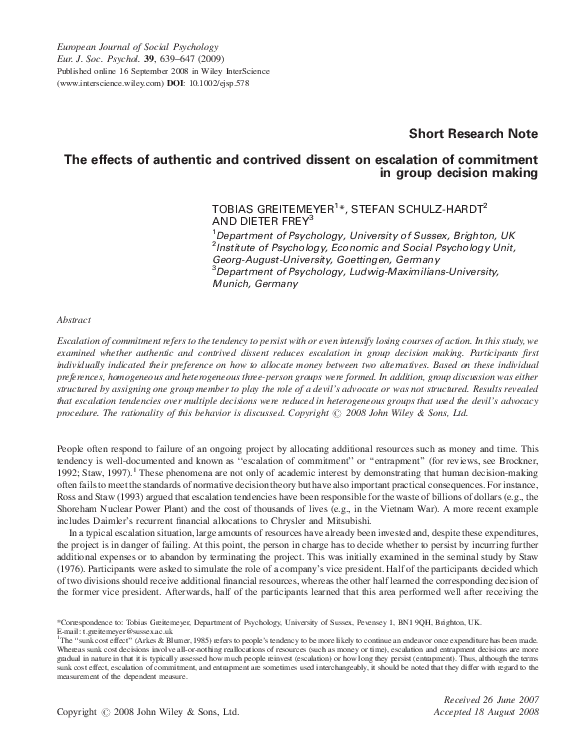 Escalation of commitment image