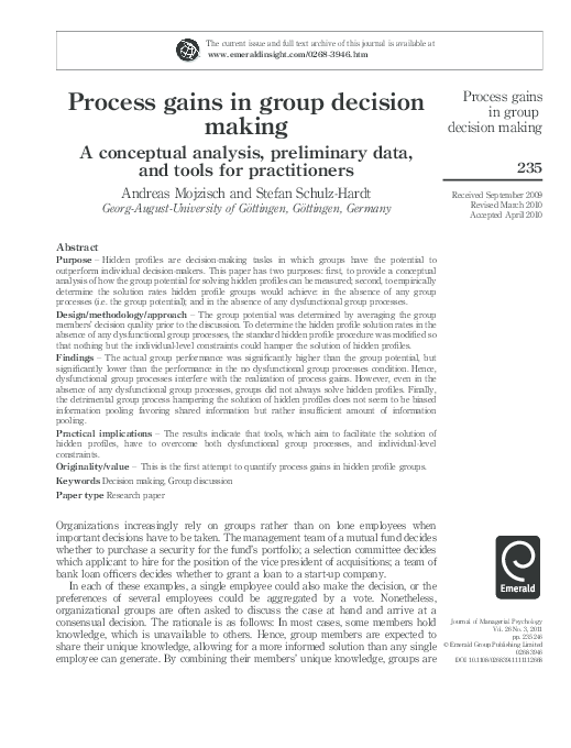 (PDF) Functional Perspective on Group Decision Making | Joash Bermejo ...