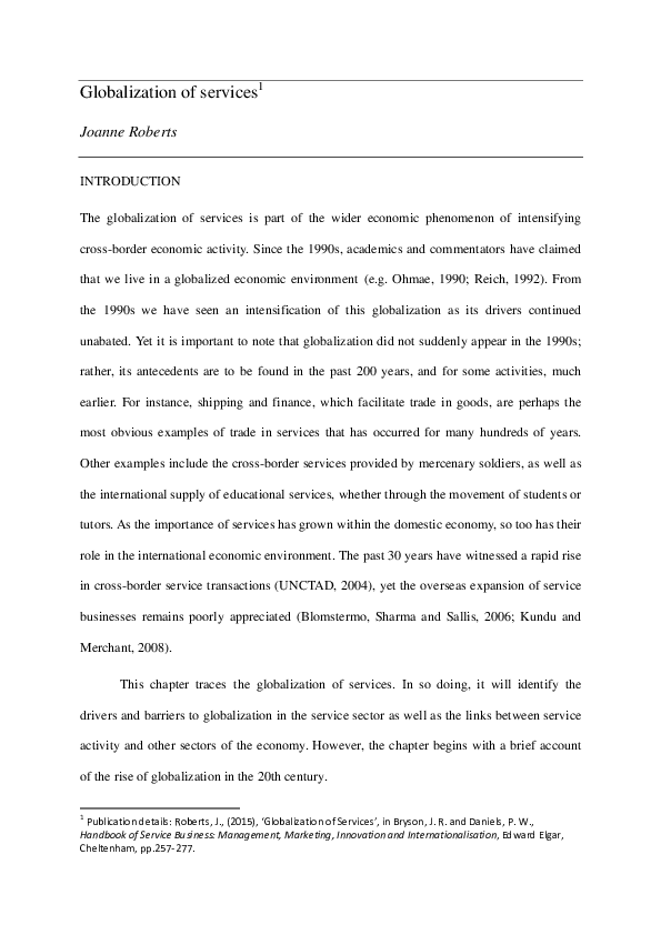 (PDF) Globalization of Services