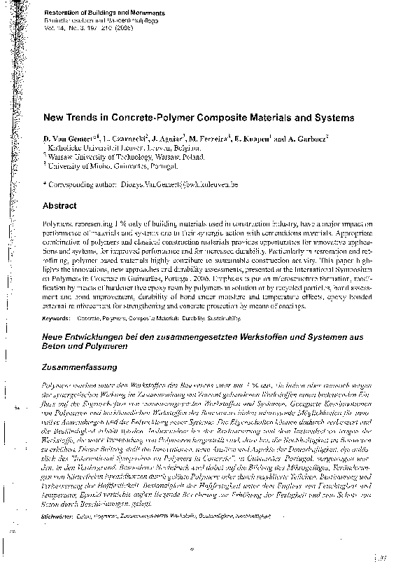 (PDF) New trends in Concrete-Polymer Composite Materials and Systems