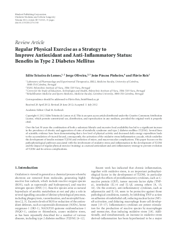 (PDF) Regular Physical Exercise as a Strategy to Improve Antioxidant