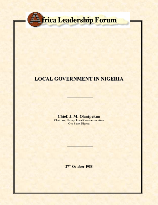 (PDF) Local government council in nigeria