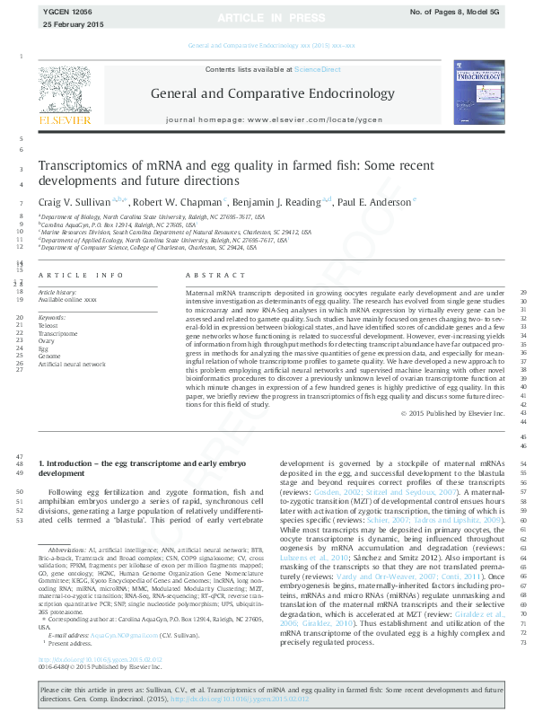 (PDF) Transcriptomics of mRNA and egg quality in farmed fish: Some ...