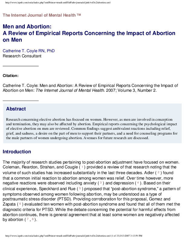 (PDF) Men and Abortion: A Review of Empirical Reports