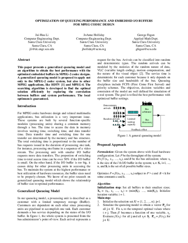 (PDF) Optimization of queueing performance and embedded I/O buffers for ...