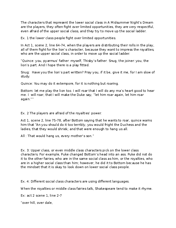 A midsummer night's dream full text with line numbers image