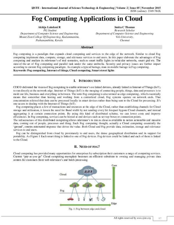(PDF) Fog Computing Applications in Cloud