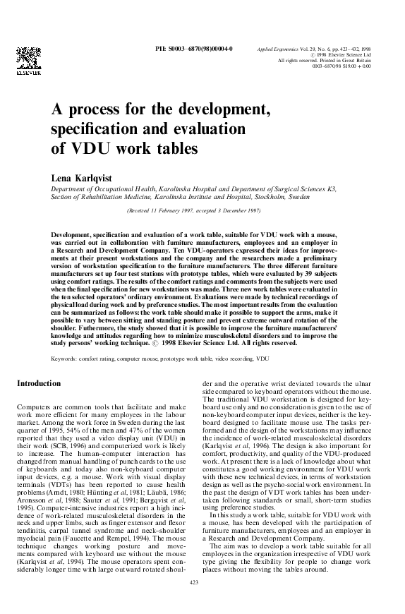 (PDF) A process for the development, specification and evaluation of ...
