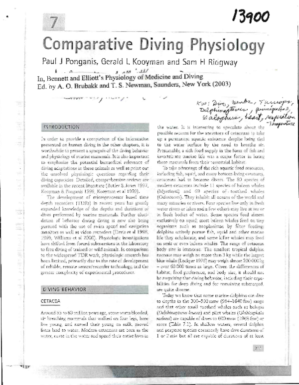 (PDF) Comparative Diving Physiology