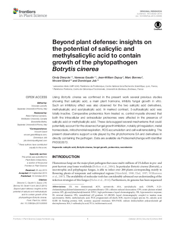 (PDF) Beyond plant defense: insights on the potential of salicylic and ...