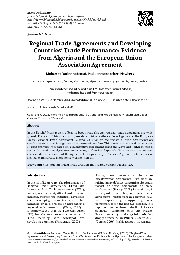 (PDF) Regional Trade Agreements and Developing Countries’ Trade ...