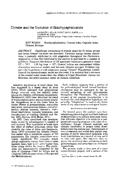 (PDF) Climate and the evolution of brachycephalization