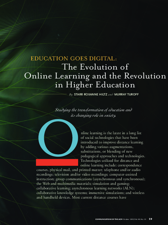 (PDF) The Evolution of Online Learning and the Revolution in Higher ...