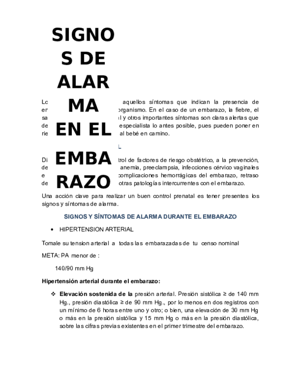 Síntomas de hipertensión y embarazo