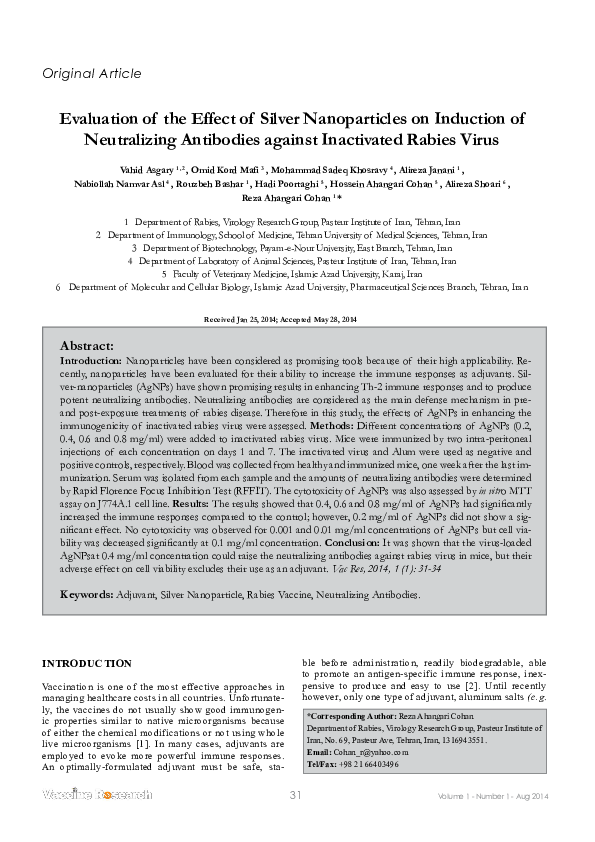 (PDF) Evaluation of the Effect of Silver Nanoparticles on Induction of ...