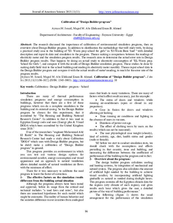 Pdf Calibration Of Design Builder Program Maged Aboul Ela Ayman Ismail Eman Badwy And Eman Badawy Academia Edu