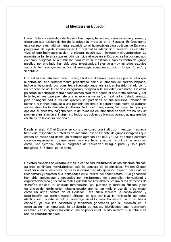 (DOC) El Mestizaje en Ecuador Pame Cumbe Academia.edu