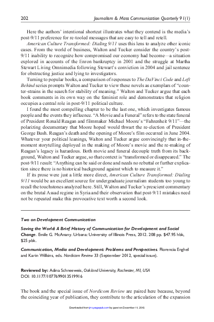 Saving the World: A Brief History of Communication for Devleopment and Social Change