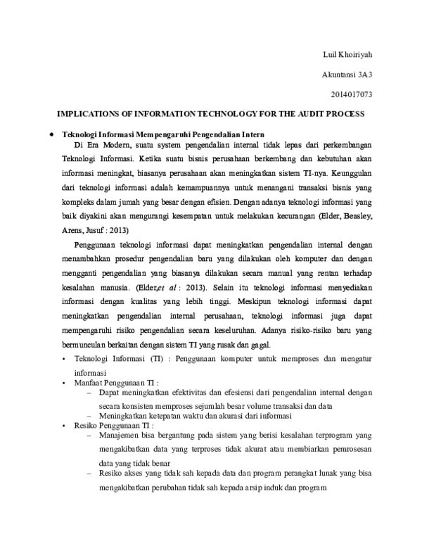 (DOC) Implications of Information Technology for the Audit Process