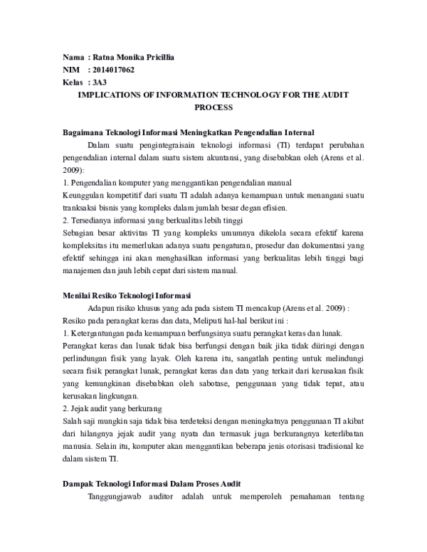 (DOC) impications of information technology for the audit process