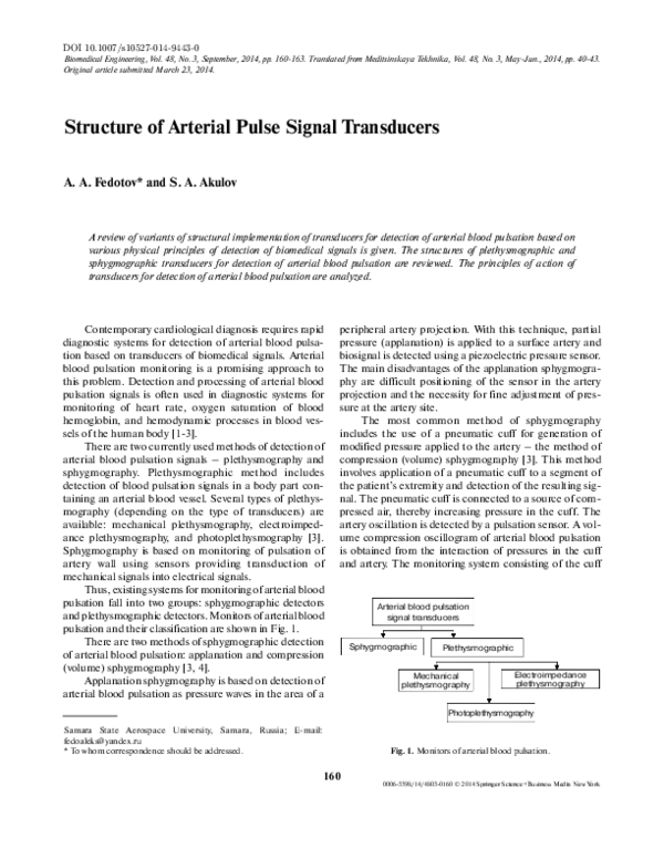 (PDF) Structure of Arterial Pulse Signal Transducers Alex Fedotov