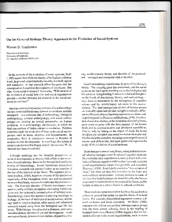 (PDF) On the General Systems Theory Approach to the Evolution of Social ...