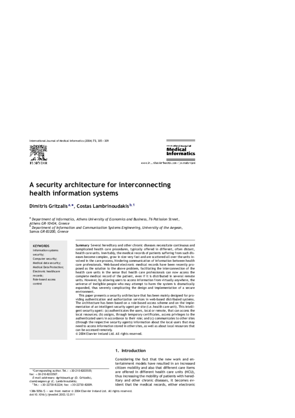 (PDF) A security architecture for interconnecting health information ...