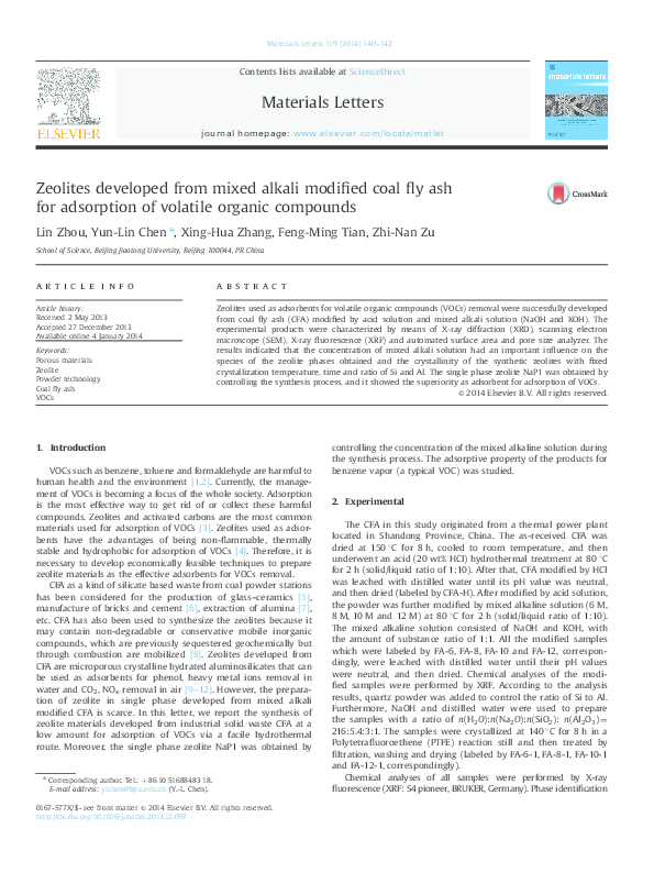 (PDF) Zeolites developed from mixed alkali modified coal fly ash for ...