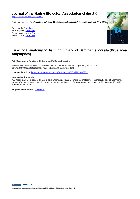 Pdf Functional Anatomy Of The Midgut Gland Of Gammarus Locusta Crustacea Amphipoda Francisco Carrapico And Ana Luisa Pereira Academia Edu