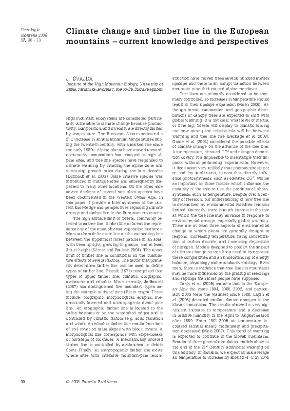 (PDF) Climate change and timber line in the European mountains ...