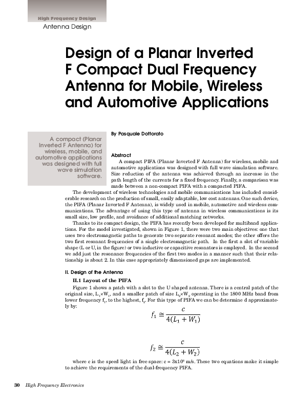 (PDF) Design and Analysis of Planar Inverted-F Antenna for Wireless ...