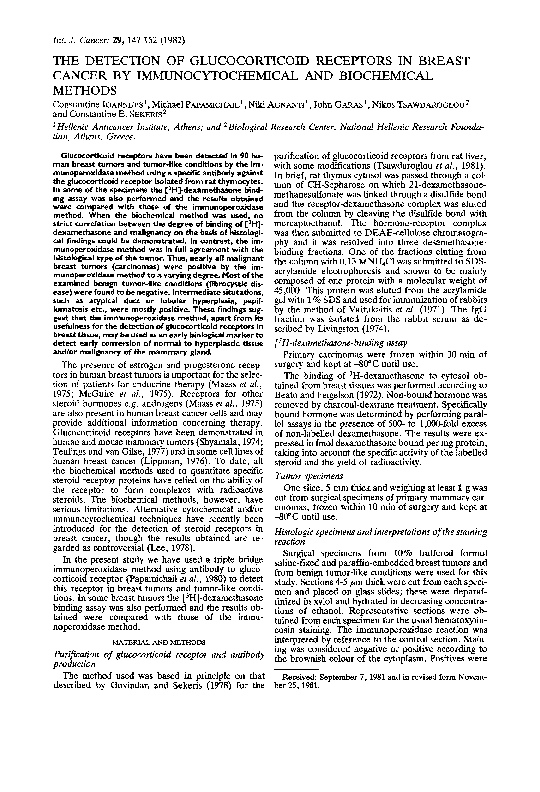 (PDF) The detection of glucocorticoid receptors in breast cancer by ...