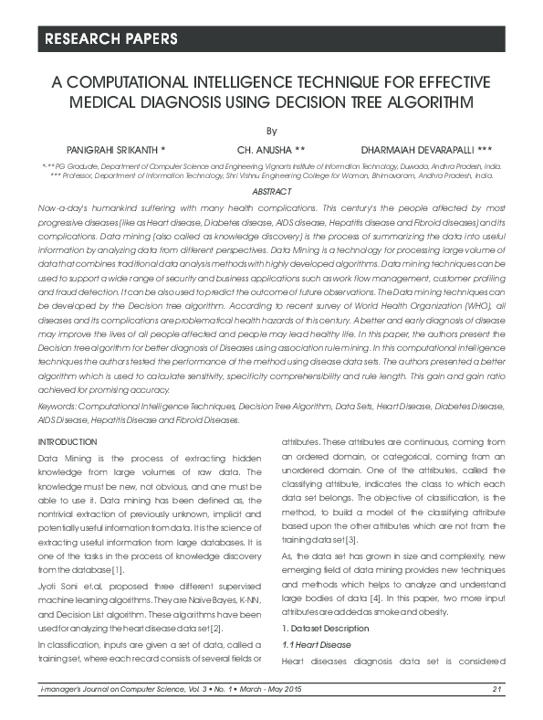 (PDF) A COMPUTATIONAL INTELLIGENCE TECHNIQUE FOR EFFECTIVE MEDICAL ...
