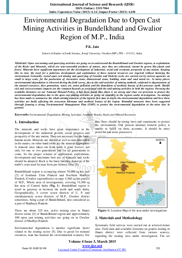 (PDF) Environmental Degradation Due to Open Cast Mining Activities in ...
