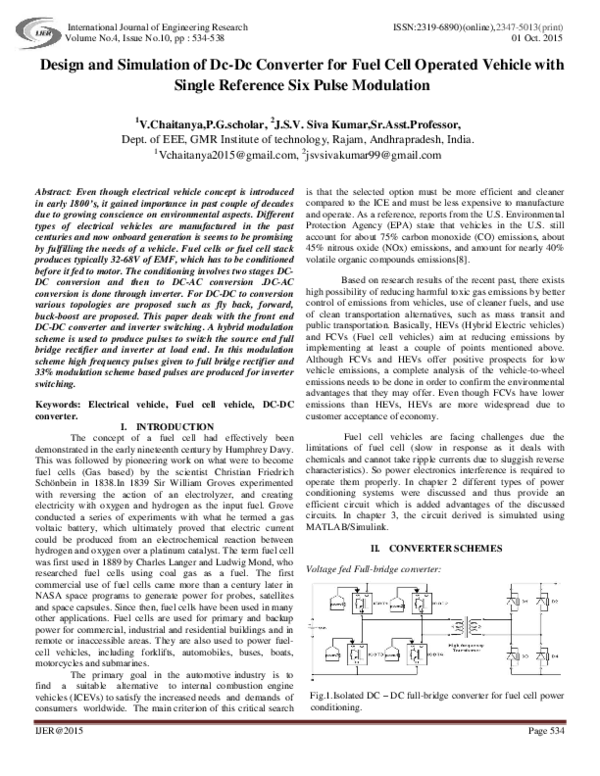 (PDF) Design and Simulation of Dc-Dc Converter for Fuel Cell Operated ...