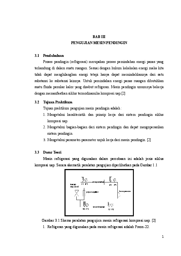 Doc Bab I Pengujian Mesin Pendingin Khalid Pradito Academia Edu