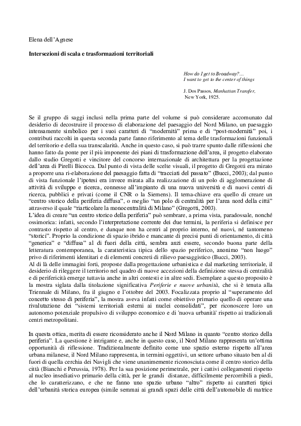 (PDF) La Bicocca e il suo territorio premessa due Elena Dell'agnese