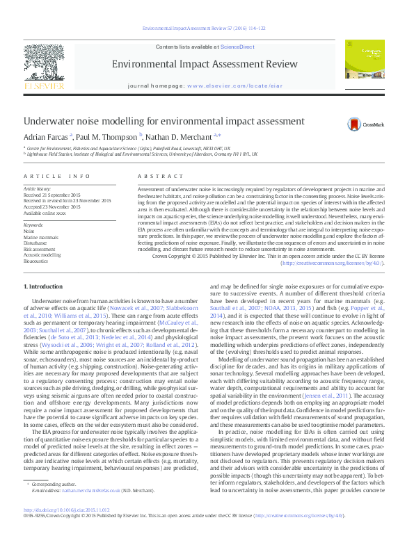 Pdf Underwater Noise Modelling For Environmental Impact Assessment Pdf Underwater Noise Modelling For Environmental Impact Assessment