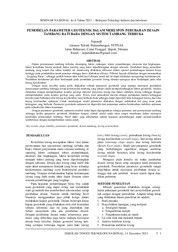 Pdf Pemodelan Parameter Geoteknik