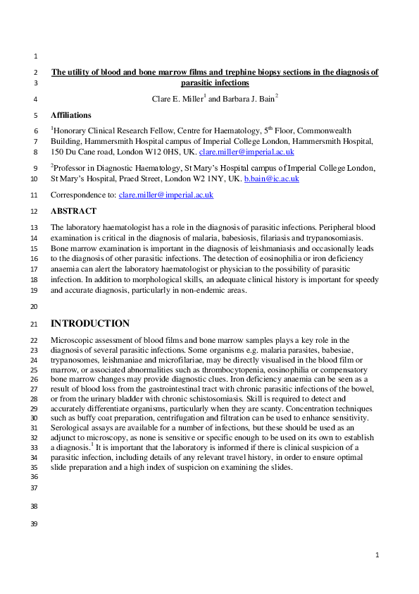 (PDF) The Utility of Blood and Bone Marrow Films and Trephine Biopsy ...