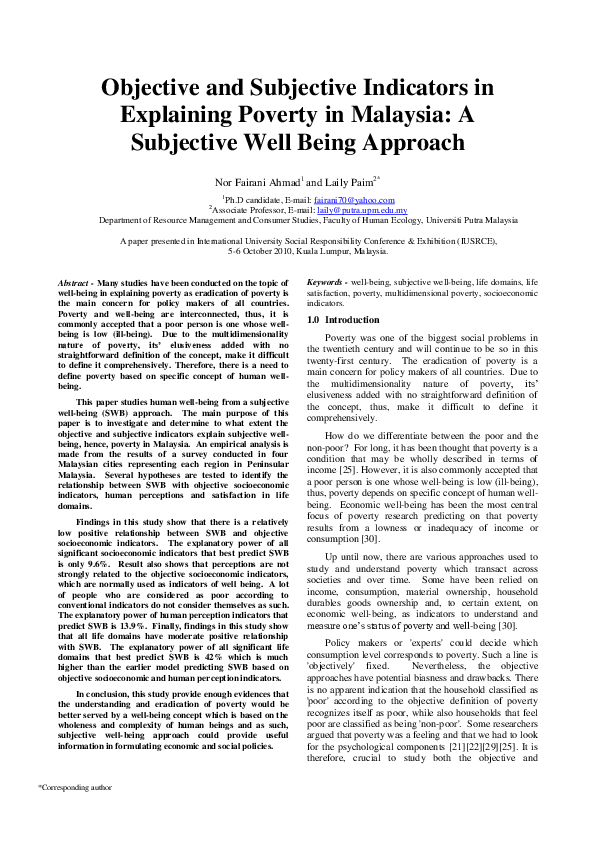 (PDF) Objective and Subjective Indicators in Explaining Poverty in ...