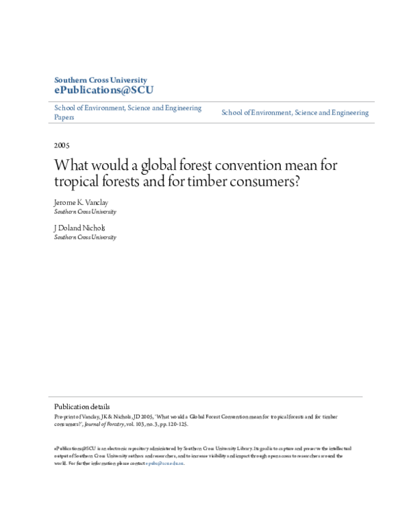 (PDF) What would a Global Forest Convention mean for tropical forests ...