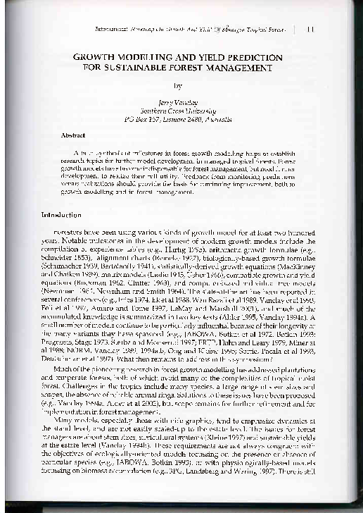 (PDF) Growth modelling and yield prediction for sustainable forest ...