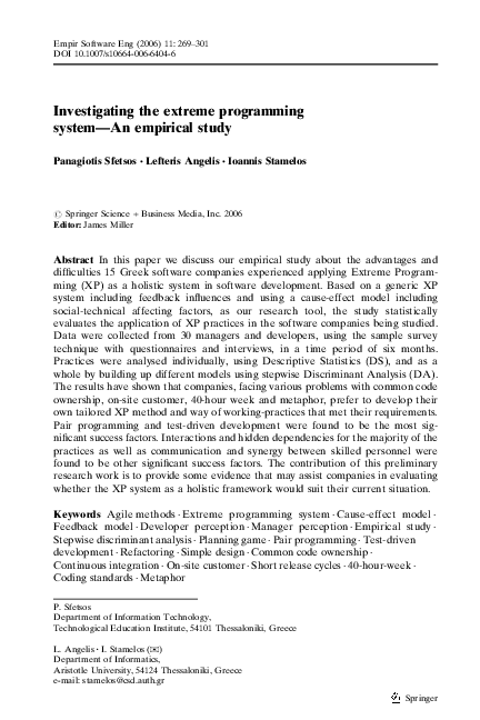 (PDF) Investigating the extreme programming system-An empirical study ...