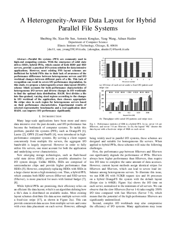 (PDF) A Heterogeneity-Aware Data Layout for Hybrid Parallel File Systems