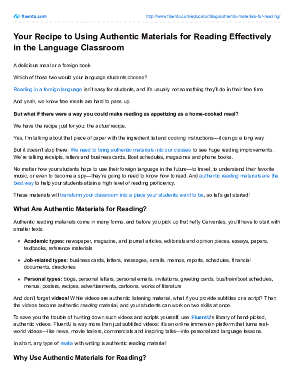(PDF) Using Authentic Reading Materials Effectively Jonathan Ludwig Academia.edu