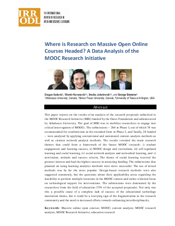 (PDF) Where is research on massive open online courses headed? A data ...